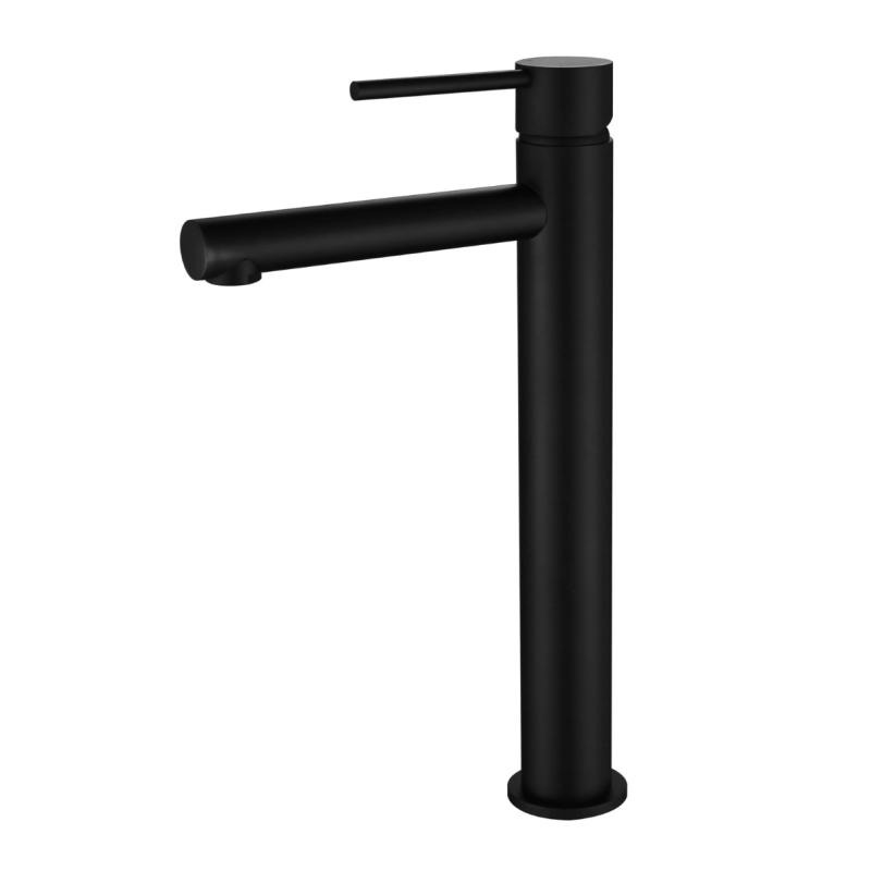 Black faucet on a white background