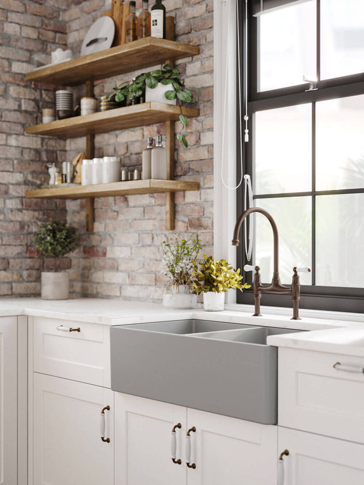 Turner Hastings Novi Fine Fireclay Concrete Look Farmhouse Butler Sink