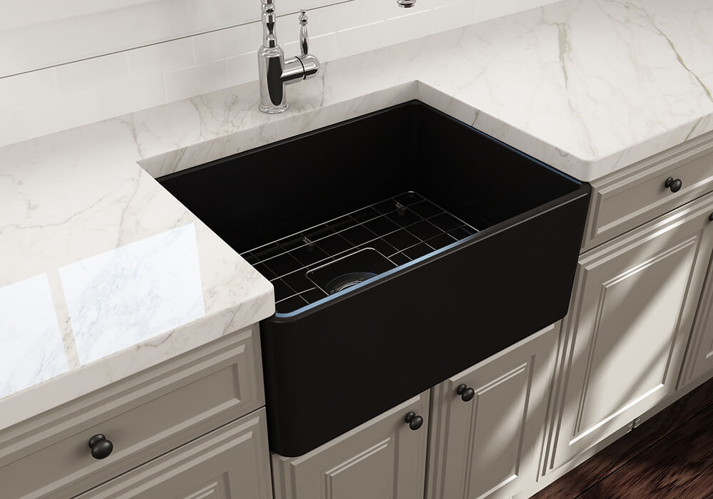 Turner Hastings Novi Fine Fireclay Matte Black Farmhouse Butler Sink