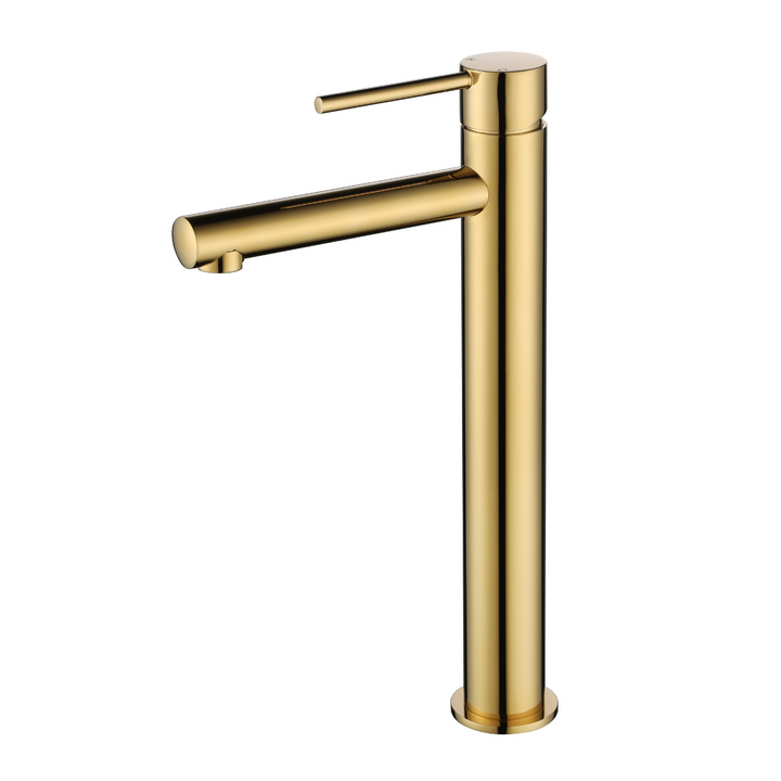 Gold faucet on a white background