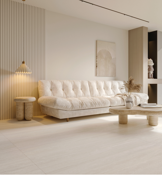 Tufa Ivory Veincut Travertine Look Porcelain Floor & Wall Tile